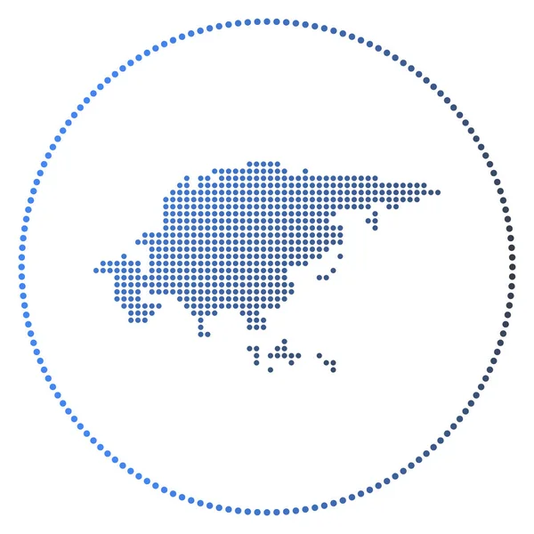 Asien digitales Abzeichen Gepunktete Landkarte Asiens im Kreis Tech-Ikone des Kontinents mit Steigungen — Stockvektor