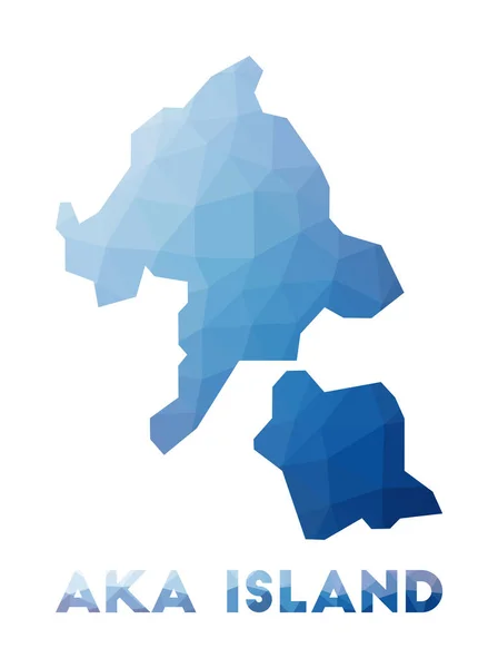 Lav poly kort over Aka Island Geometrisk illustration af øen Aka Island polygonalt kort – Stock-vektor