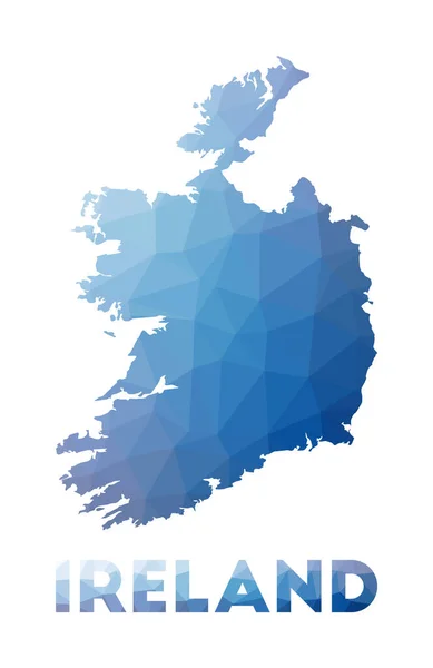 Låg poly map of Ireland Geometrisk illustration av landet Irland polygonal map Technology — Stock vektor