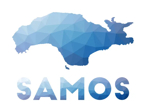 แผนที่โพลีต่ําของ Samos ภาพเรขาคณิตของเกาะ Samos เทคโนโลยีแผนที่หลายเหลี่ยม — ภาพเวกเตอร์สต็อก