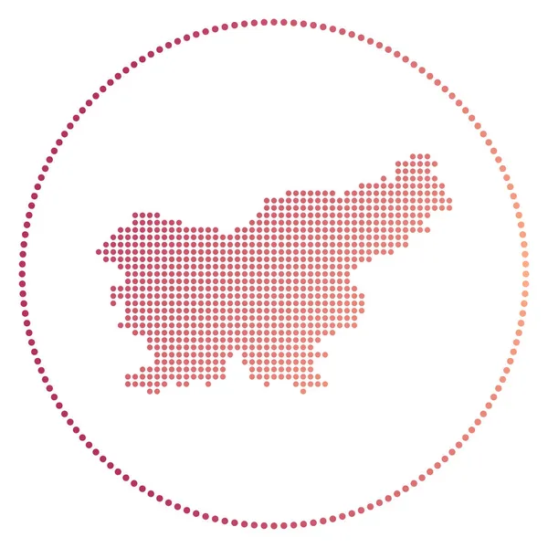 Eslovênia mapa de estilo pontilhado crachá digital de Eslovênia em círculo Ícone de tecnologia do país com —  Vetores de Stock