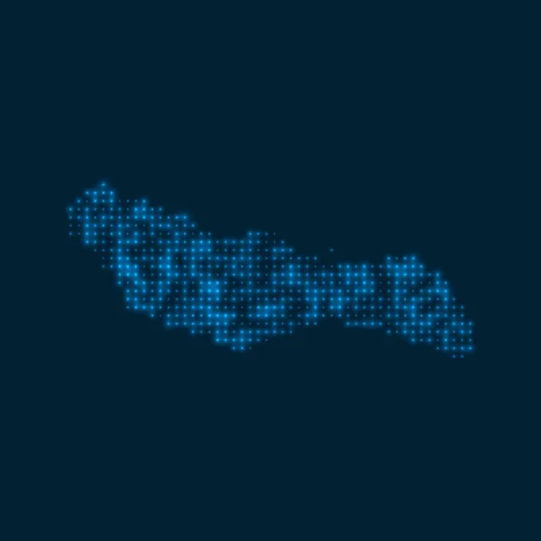 Острів Саона виклав блискучу карту Форма острова з синіми яскравими цибулинами Віктора. — стоковий вектор