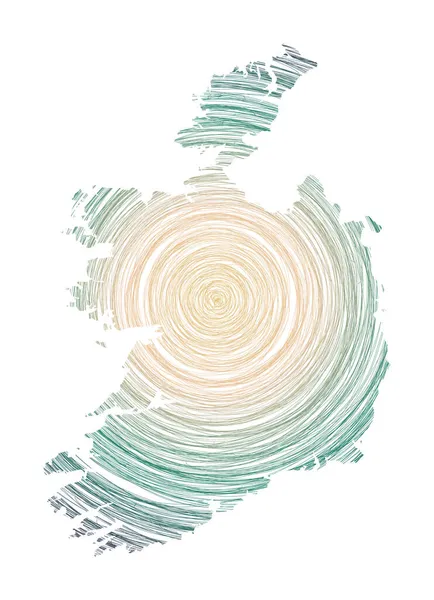 Irland karta fylld med koncentriska cirklar Skiss stil cirklar i form av landet Vector — Stock vektor