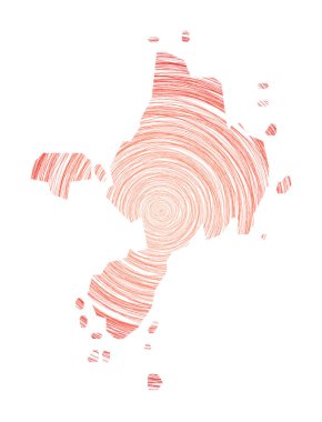 Eş merkezli dairelerle dolu Sark haritası Ada Vektörü şeklinde çizim biçimi çemberleri