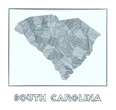 Güney Carolina 'nın kroki haritası ABD devletinin el haritası Haşhaş dolu bölgeler