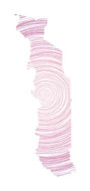 Konsantre dairelerle dolu Togo haritası Ülke Vektörü biçiminde çizim biçimi çemberleri