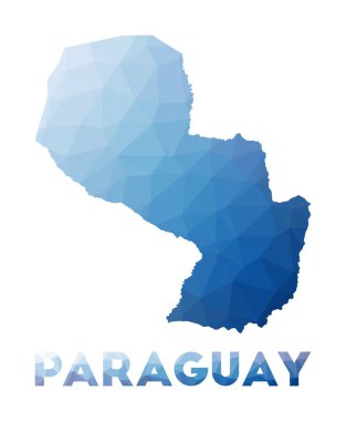 Ülkenin Paraguay çokgen harita teknolojisinin düşük poli haritası Paraguay Geometrik çizimi