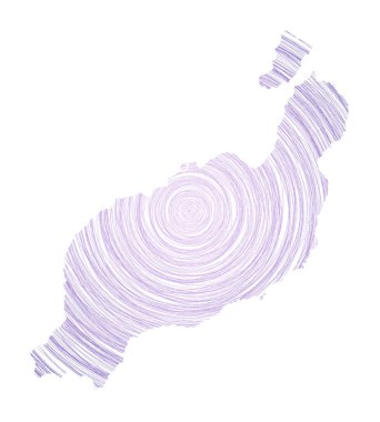 Eş merkezli dairelerle dolu Lanzarote haritası Ada Vektörü şeklinde çizim biçimi çemberleri