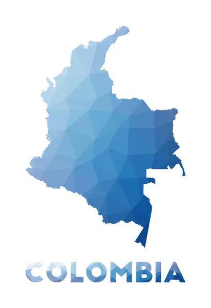 Mapa poligonal bajo de Colombia Ilustración geométrica del país Mapa poligonal de Colombia Tecnología — Vector de stock