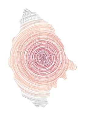 Eş merkezli dairelerle dolu La Digue haritası Ada Vektörü şeklinde çizim tarzı daireler