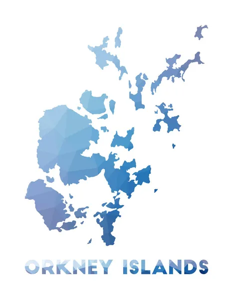 Mapa poli baixo das Ilhas Orkney Ilustração geométrica da ilha Mapa poligonal das Ilhas Orkney —  Vetores de Stock