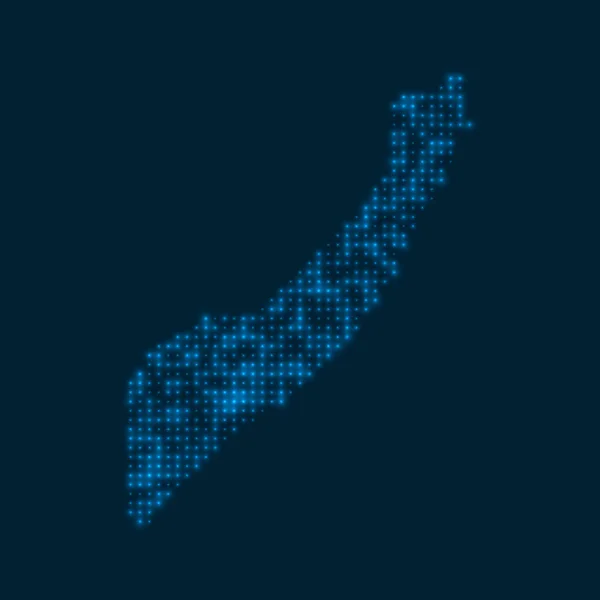 Somálsko tečkované zářící mapa Tvar země s modrými zářivými žárovkami Vektorové ilustrace — Stockový vektor