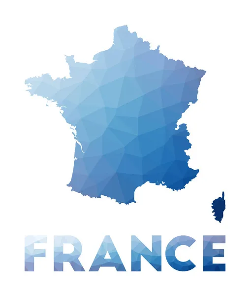 フランスの低ポリ地図国の幾何学的イラストフランスの多角形地図技術 — ストックベクタ