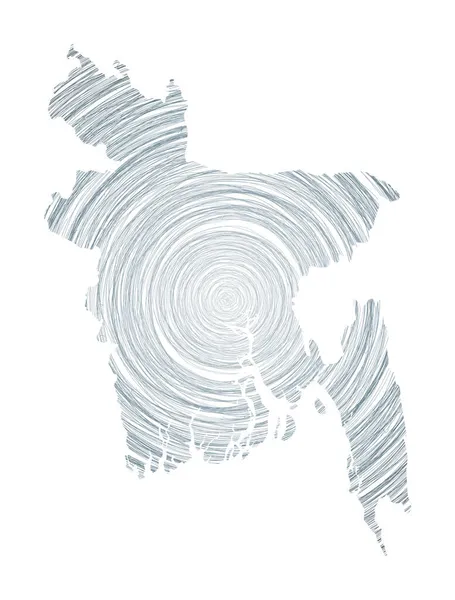 Carte du Bangladesh remplie de cercles concentriques Croquis cercles de style en forme de pays vectoriel — Image vectorielle