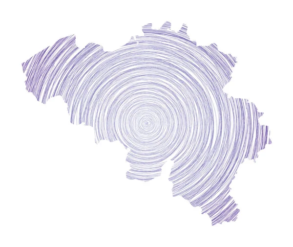 Belgio mappa riempita con cerchi concentrici Cerchi in stile schizzo in forma del paese Vettore — Vettoriale Stock