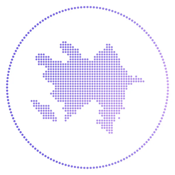 Insignia digital Azerbaiyán Mapa de estilo punteado de Azerbaiyán en círculo Icono técnico del país con — Vector de stock