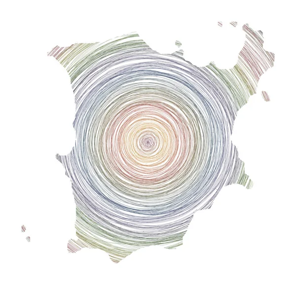Ko Samui karta fylld med koncentriska cirklar Skiss stil cirklar i form av ön Vector — Stock vektor