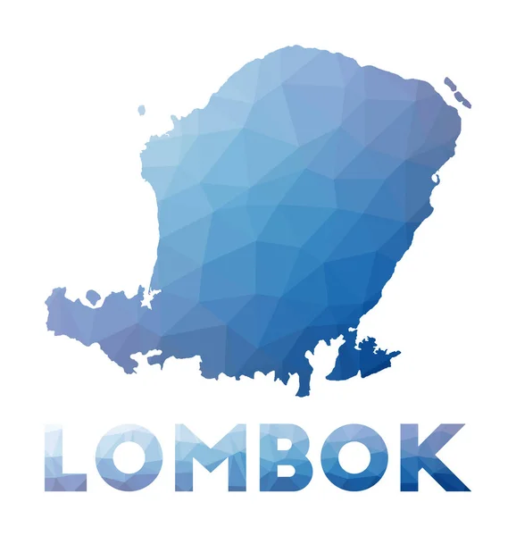 Mapa poligonal bajo de Lombok Ilustración geométrica de la isla Mapa poligonal de Lombok Tecnología — Vector de stock