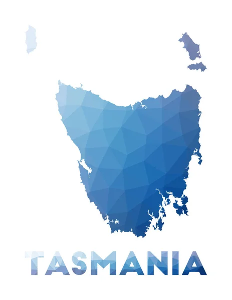 ( 영어 ) Low poly map of Tasmania Geometric illustration of the island Tasmania polygallen map Technology — 스톡 벡터