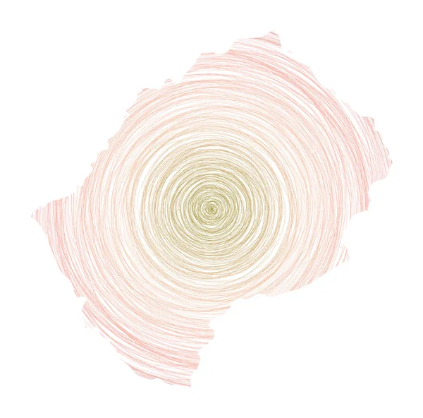 同心円で満たされたレソト地図国の形をしたスケッチスタイルの円ベクトル — ストックベクタ