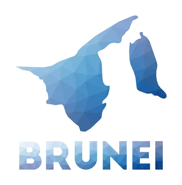 Låg poly karta över Brunei Geometrisk illustration av landet Brunei polygonal karta Teknik — Stock vektor