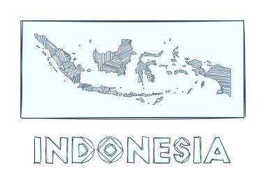 Endonezya 'nın kroki haritası ülkenin el haritası hachure ile doldurulmuş bölgeler