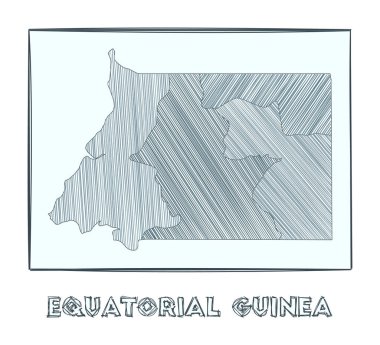 Ekvator Ginesi 'nin çizim haritası Gri Tonlama ile doldurulmuş bölgelerin el haritası