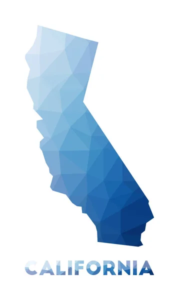 Kaliforniya Geometrik haritasının düşük poli haritası ABD Kaliforniya çokgen haritası — Stok Vektör