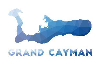 Büyük Cayman Geometrik adasının düşük poli haritası Büyük Cayman çokgen haritası