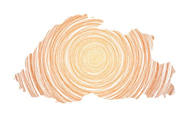 Eşmerkezli dairelerle dolu Butan haritası Ülke Vektörü biçiminde çizim biçimi çemberleri