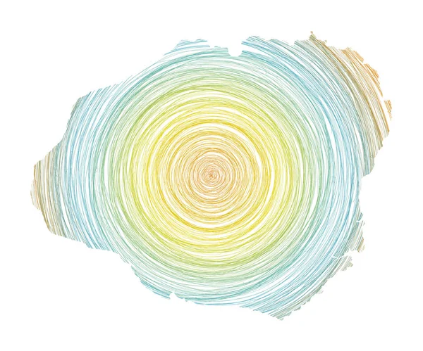 แผนที่คาวายที่เต็มไปด้วยวงกลมเข้มข้น วงกลมสไตล์สเก็ตช์ในรูปของเวกเตอร์เกาะ — ภาพเวกเตอร์สต็อก