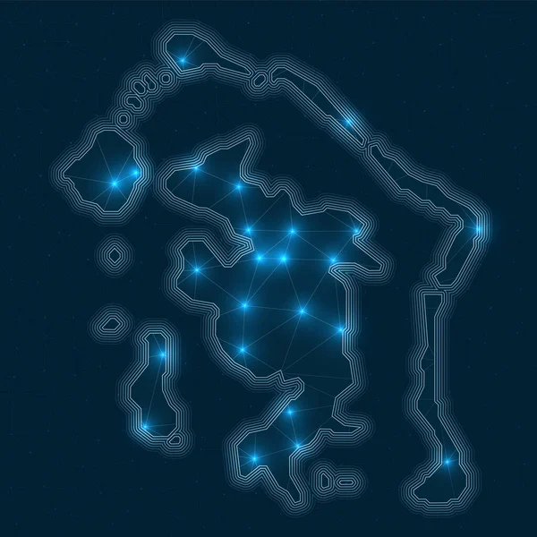 Bora Bora网络图岛数字连接和 — 图库矢量图片