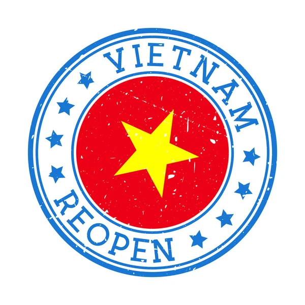 Vietnam Reopening Stamp Round badge of country with flag of Vietnam Reopening after lockdown — стоковый вектор