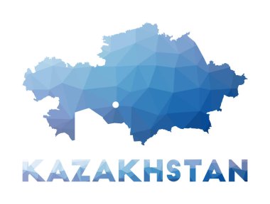 Kazakistan coğrafi haritasının düşük poli haritası Kazakistan çokgen haritası