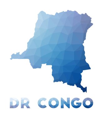 Ülke DR Kongo çokgen harita teknolojisinin düşük poli haritası Kongo Geometrik illüstrasyonu