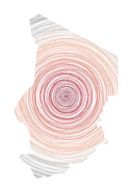 Çad haritası eşmerkezli dairelerle dolu Ülke Vektörü biçiminde çizim biçimi çemberleri