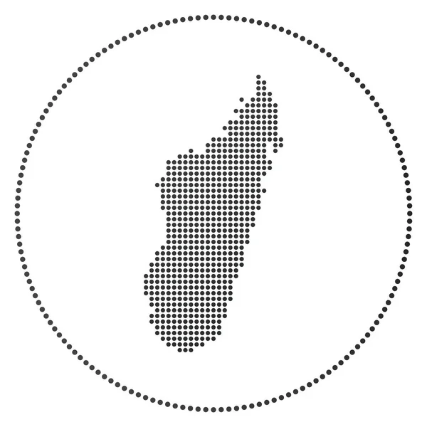 Madagascar digital badge Dotted style map of Madagascar in circle Tech icon of the country with — Vetor de Stock