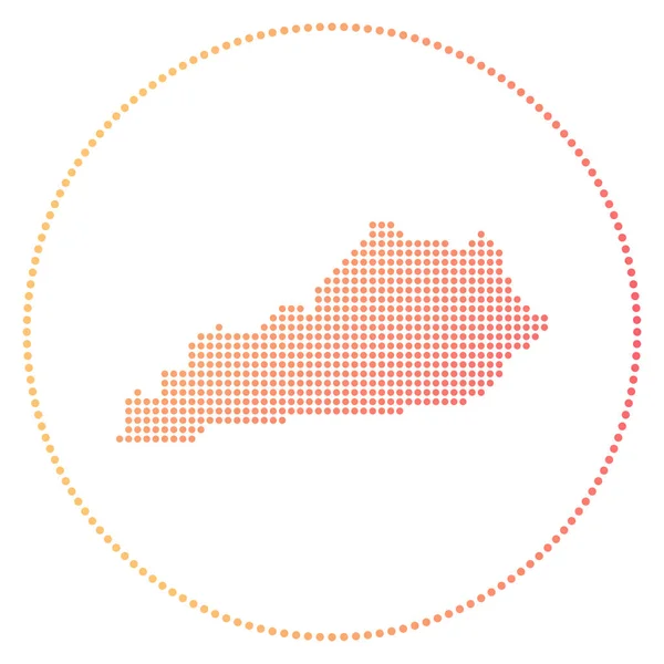 Kentucky digitales Abzeichen Gepunktete Karte von Kentucky im Kreis Tech-Ikone des US-Bundesstaates mit — Stockvektor