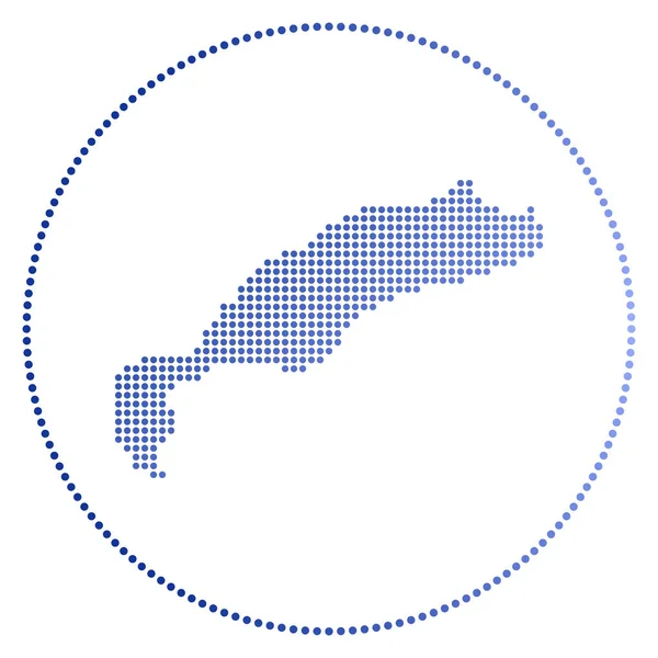 Kos digital badge Dotted style map of Kos in circle Tech icon of the island with gradiented dots — Stok Vektör