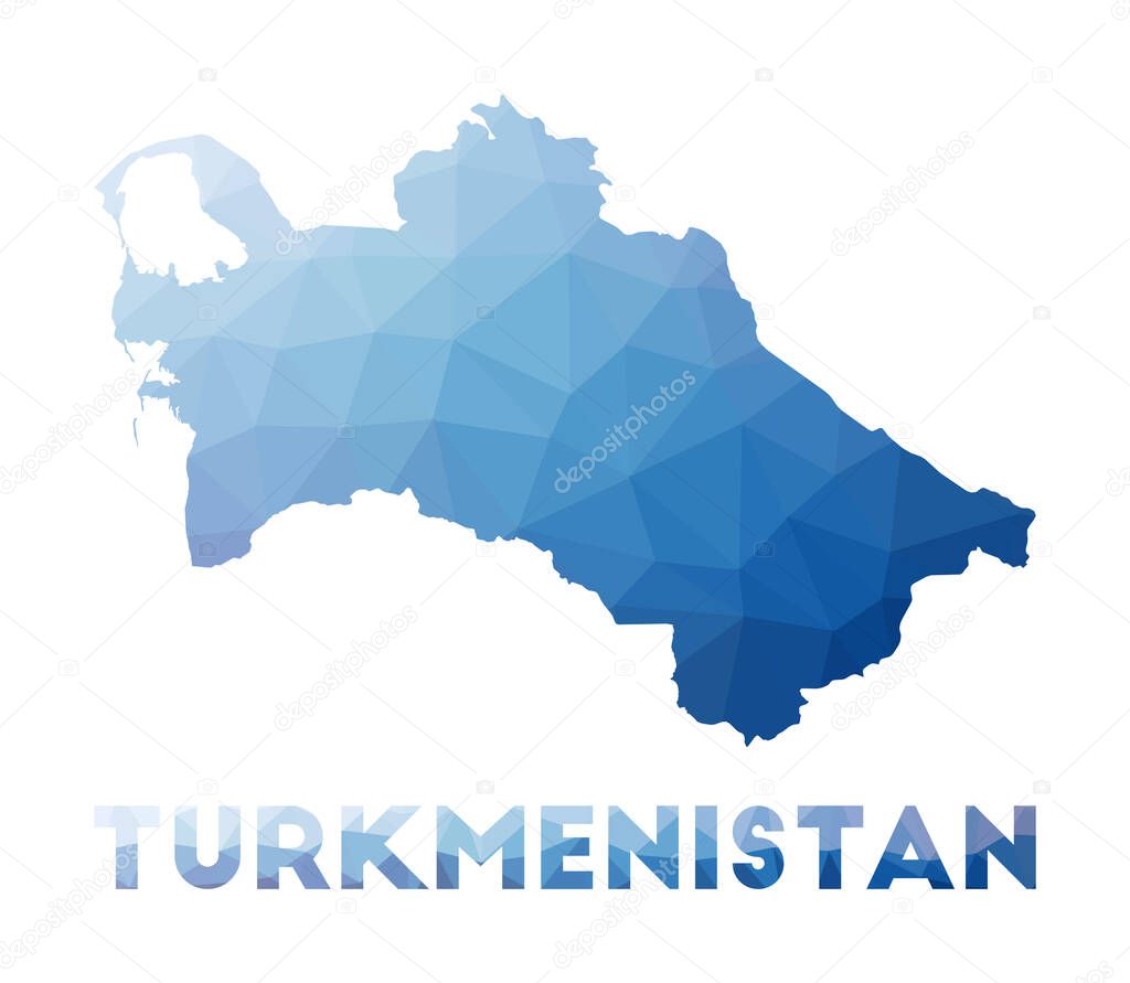 Low poly map of Turkmenistan Geometric illustration of the country Turkmenistan polygonal map