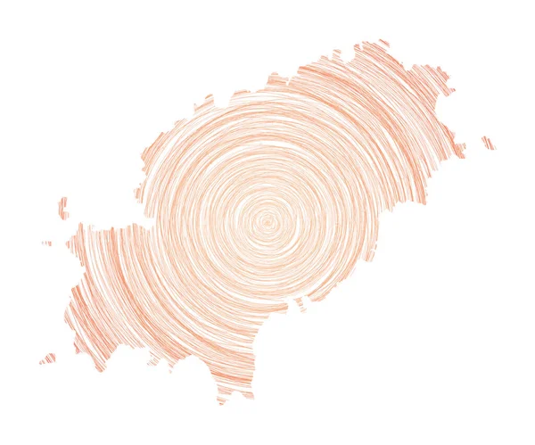 Ibiza map filled with concentric circles Sketch style circles in shape of the island Vector — Wektor stockowy