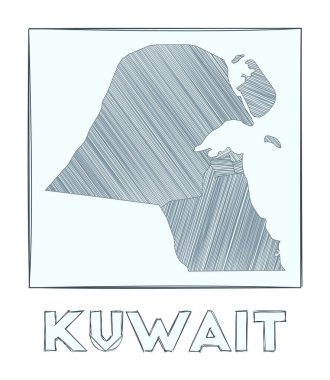 Kuveyt Gri Ölçek 'in çizim haritası ülkenin el haritası hachure çizgileriyle dolu bölgeler
