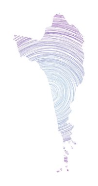 Eşmerkezli dairelerle dolu Phu Quoc haritası ada vektörü şeklinde çizim biçimi çemberleri