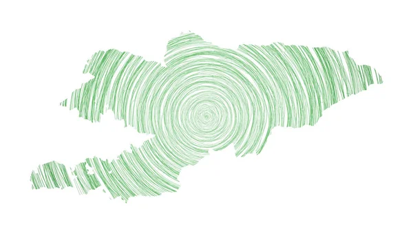 중심 이 같은 원 스케치 스타일의 원으로 채워진 키르기스스탄 지도 Vector 국가 모양의 원 — 스톡 벡터