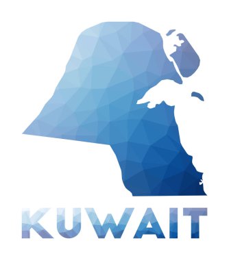 Kuveyt 'in düşük poli haritası ülkenin Geometrik çizimi Kuveyt çokgen harita teknolojisi