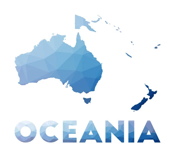 Low poly map of Oceania Geometric illustration of the continent Oceania polygonal map Technology — Stockvektor