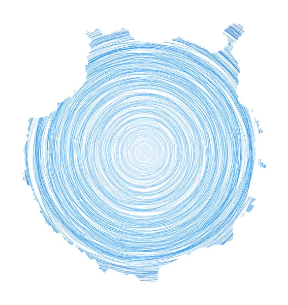 Gran Canaria map filled with concentric circles Sketch style circles in shape of the island Vector — Vetor de Stock