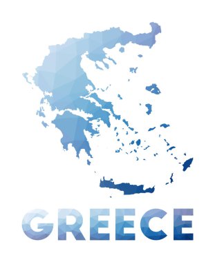 Yunanistan 'ın düşük poli haritası Geometrik çizimi Yunanistan' ın çokgen harita teknolojisi