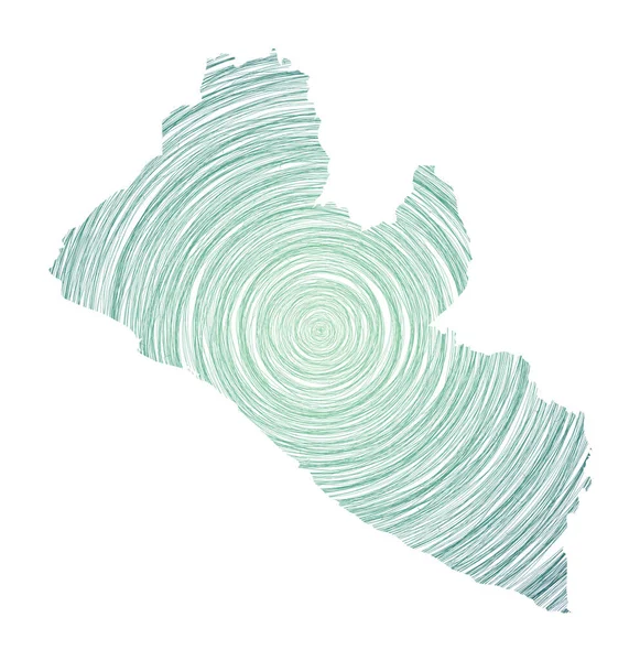 Liberia map filled with concentric circles Sketch style circles in shape of the country Vector — 스톡 벡터