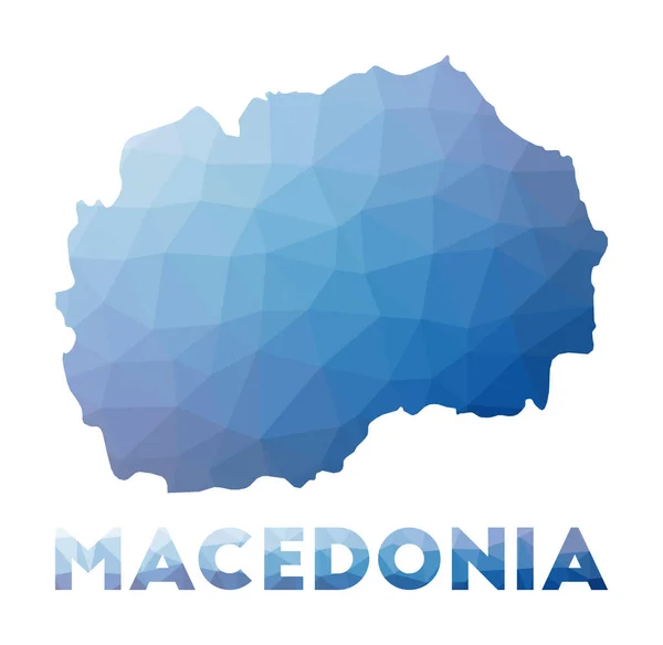 Mapa poli baixo de Macedonia Ilustração geométrica do país Mapa polygonal de Macedonia —  Vetores de Stock